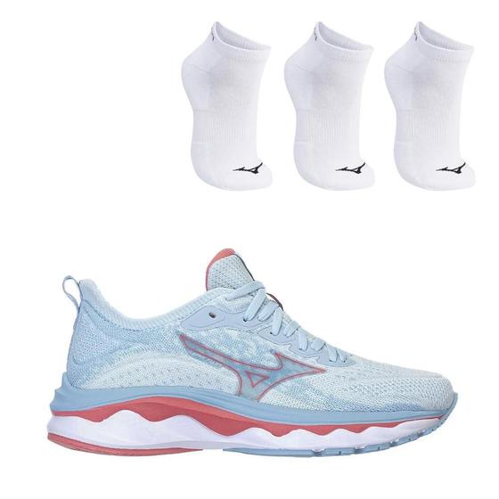 Imagem de Kit Tênis Mizuno Waven Fujin Feminino + 3 Pares Meia Mizuno