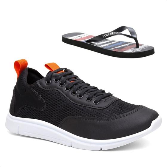 Imagem de Kit Tênis Polo Plus Masculino Polo Liso Cadarço + Chinelo