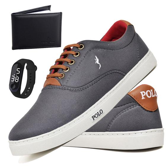 Imagem de Kit Tênis Sapatenis masculino Polo Blu Casual  clássico com Carteira e Relógio Digital -  7700 K001