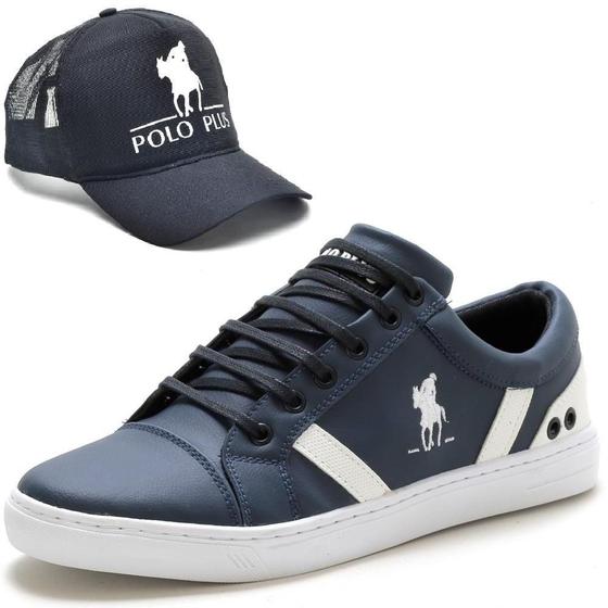 Imagem de Kit Tênis Sapatênis Masculino Polo Casual + Boné Trucker