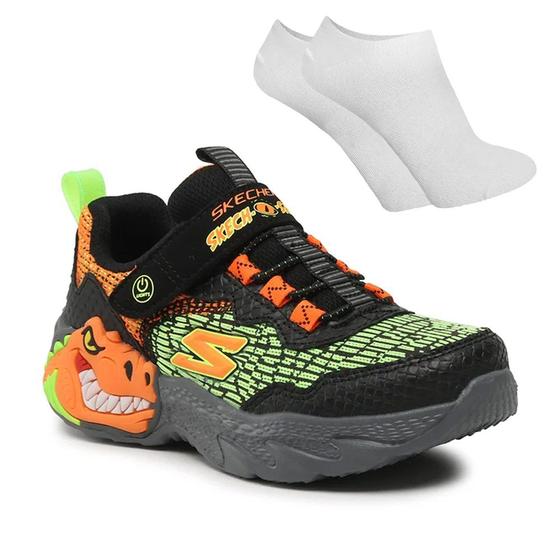 Imagem de Kit Tênis Skechers Lights Dino Infantil + Par de Meia