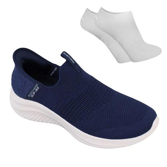 Imagem de Kit Tênis Skechers Ultra Flex 3.0 Feminino + Par de Meia