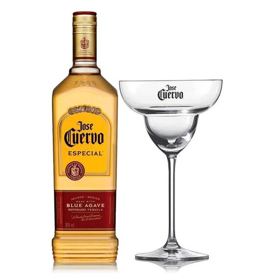Kit Tequila Jose Cuervo Ouro 750ml + Taça margarita José Cuervo
