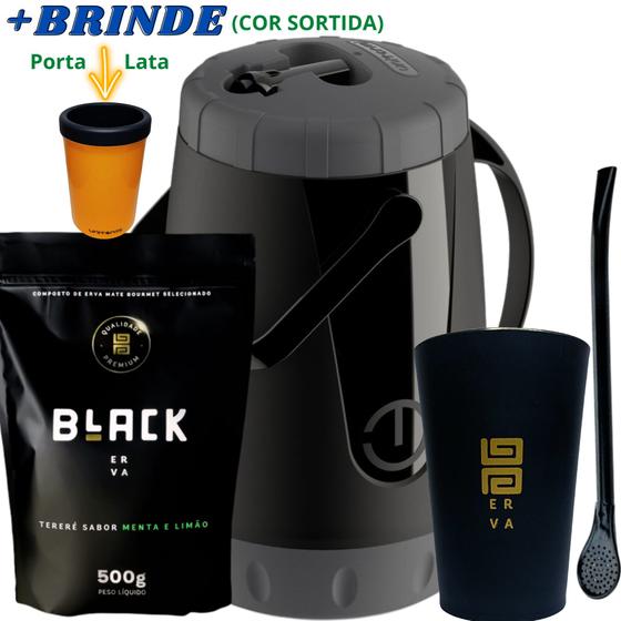 Kit Tereré Black Erva Mate Garrafa Lisa Copo Caldereta Preto Bomba Preta+Porta Lata Cor sortida Menor preço em Kit Tereré Black Erva Mate Garrafa Lisa Copo Caldereta Preto Bomba Preta+Porta Lata Cor sortida