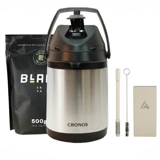 Imagem de Kit Tereré Cuia Copo Bomba Inox Garrafa Térmica 2,5l- Prata