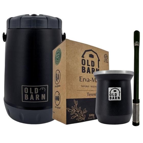 Imagem de Kit Tereré Old Barn Completo Preto Garrafa 2,5L Cuia