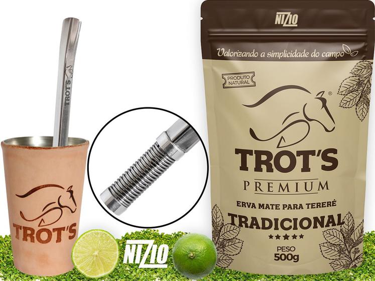 Imagem de Kit Terere Trots Inox Copo Couro Bomba Quadrada Erva Premium