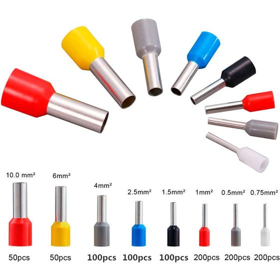Kit Terminal Conector Tubular Ilhós 0,5mm A 10mm - 1000pçs Menor preço em Kit Terminal Conector Tubular Ilhós 0,5mm A 10mm - 1000pçs