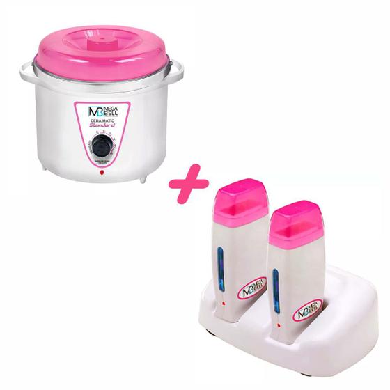 Imagem de Kit Termocera 700g Rosa + Kit Base Dupla  c/ 2 Roll on Rosa