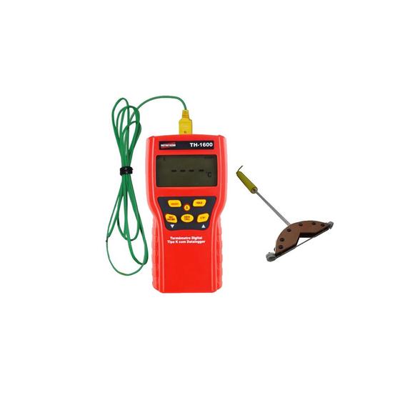 Imagem de Kit Termômetro Digital Sensor Tipo K Manual Hold 1 Canal Datalogger Th-1600 Portátil Sensor Fita Temperatura S-07k