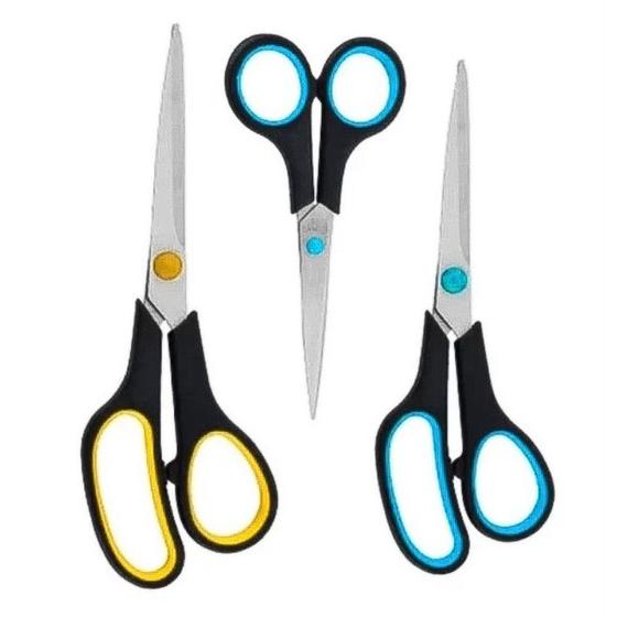 Imagem de Kit Tesoura Costura Cozinha Multiuso Resistente 3 e 5 Peças Aço Inox Profissional Artesanato