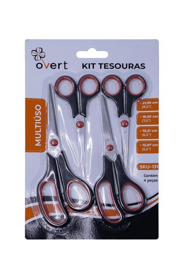 Imagem de Kit tesoura de aco inox com 4 peças