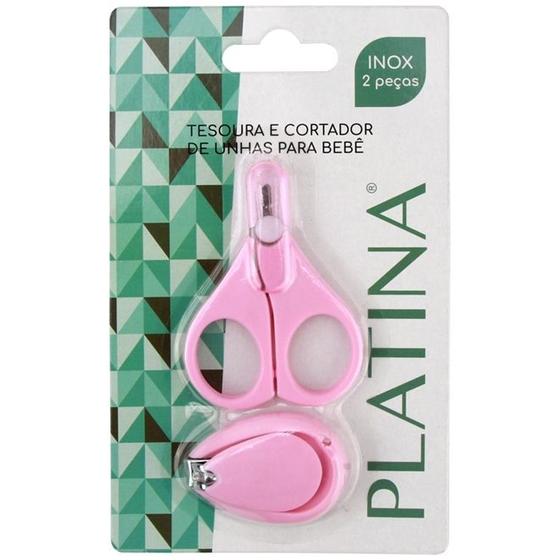 Imagem de Kit Tesoura e Cortador De Unha Bebe Aço Inox