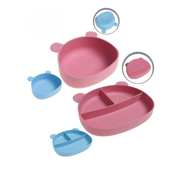 Imagem de Kit Tigelas + Prato Silicone c/ Ventosa para Alimentação Bebê