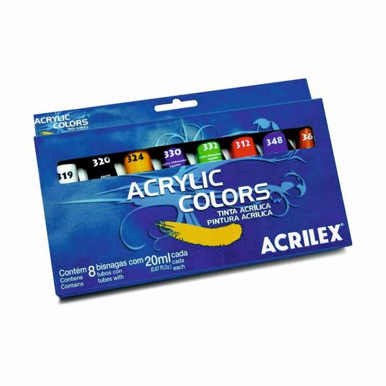 Kit Tinta Acrílica C/ 8 Bisnagas De 20ml Cada Acrilex Menor preço em Kit Tinta Acrílica C/ 8 Bisnagas De 20ml Cada Acrilex