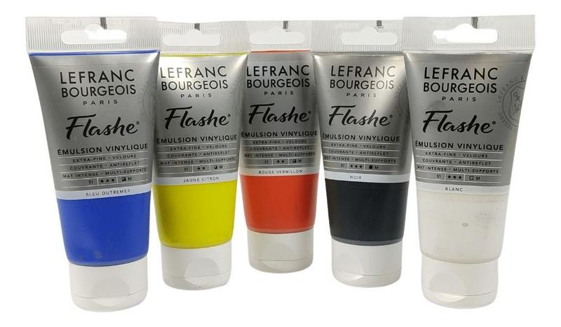 Imagem de Kit Tinta Acrílica Flashe Lefranc Cores Básicas 80ml