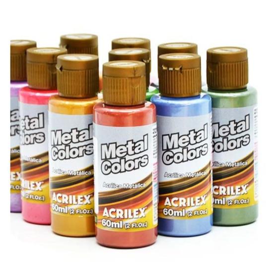 Imagem de Kit Tinta Acrilica Metal Colors 60ml Acrilex Escolha As Cores