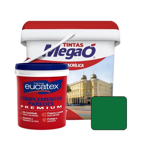 Imagem de Kit Tinta Acrílica Soft Econômica Interior 3,6L MegaÓ + Massa Corrida 900ml Reparos Eucatex - Cores