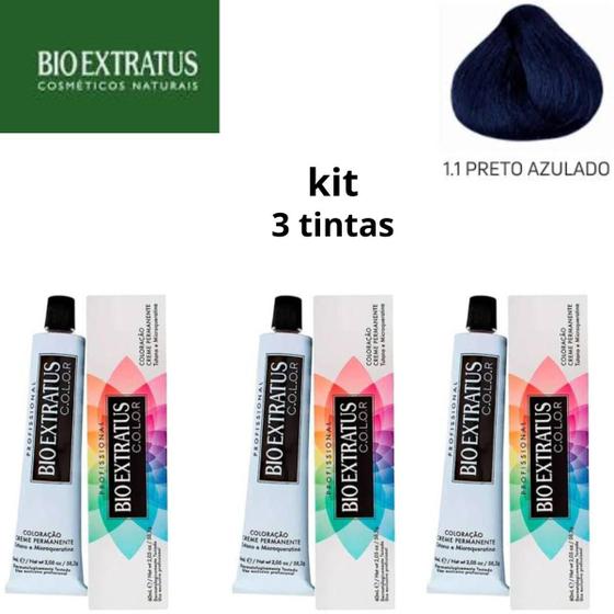 Imagem de Kit tinta bio extratus 1.1 preto azulado- 3 unidades