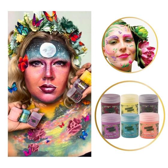 Imagem de Kit Tinta Cores Da Natureza Maquiagem Artistica Facial Corpo