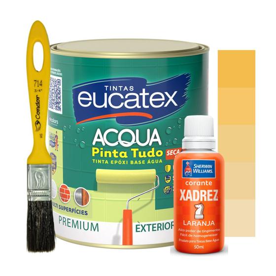 Imagem de Kit Tinta Epoxi Base Água Azulejos Banheiro 900ml + Xadrez 50ml e Pincel Trincha 3/4" Cores