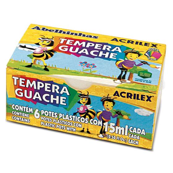 Imagem de Kit Tinta Guache Infantil com 6 Cores 15ml cada Acrilex