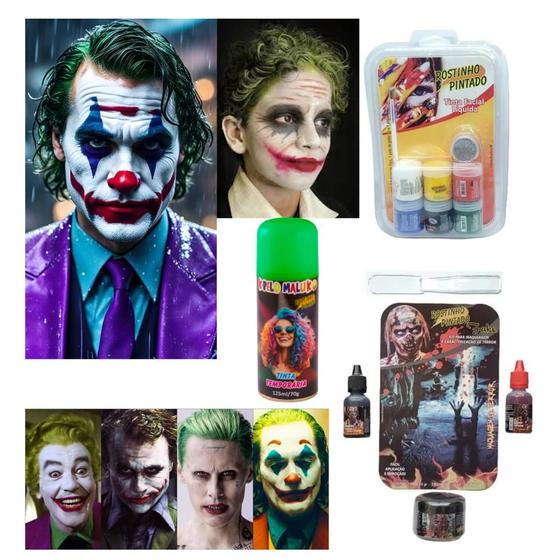 Imagem de Kit Tinta Maquiagem Coringa Terror Halloween Festa Fantasia