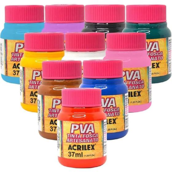 Imagem de Kit Tinta Para Artesanato Pva 37ml Acrilex Escolha As Cores
