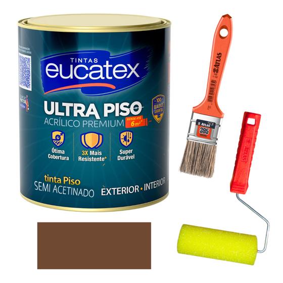 Imagem de Kit Tinta para Pintar Piso e Calçada 900ml + Rolo + Pincel