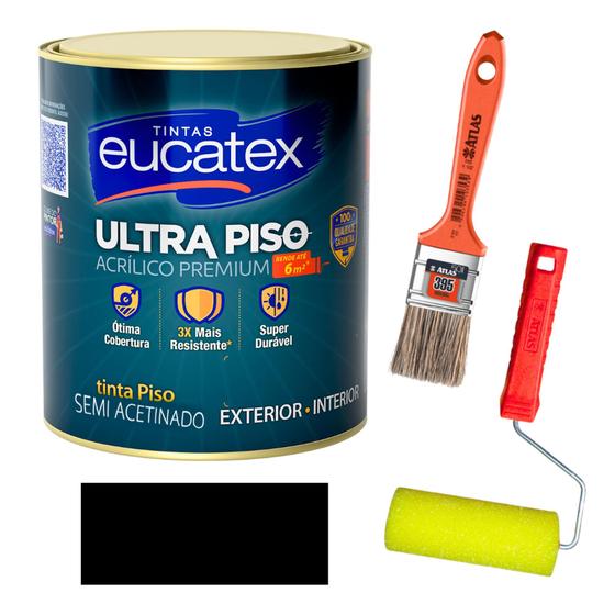 Imagem de Kit Tinta para Pintar Piso e Calçada 900ml + Rolo + Pincel