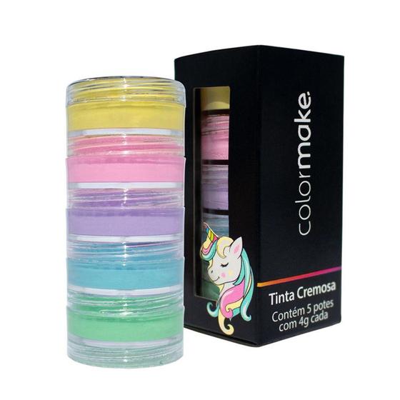 Imagem de Kit Tinta para Rosto Cremosa Unicórnio com 5 Cores - Colormake