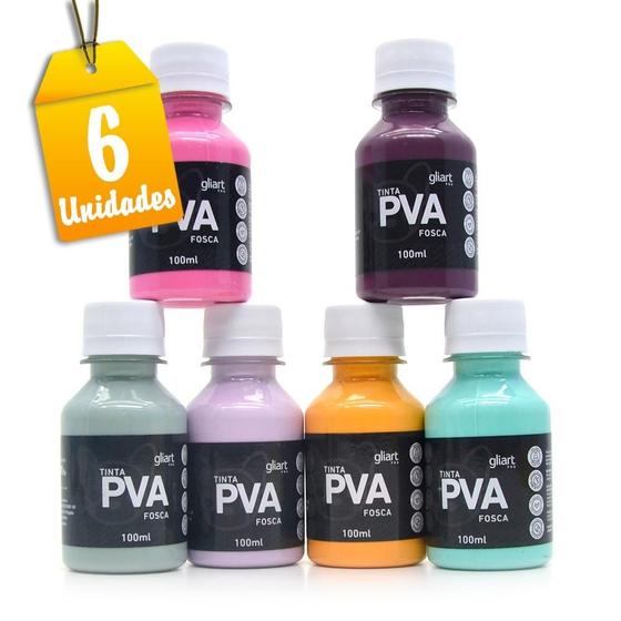 Imagem de Kit Tinta PVA Fosca 100ml Gliart - 6 unidades