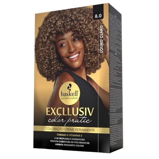 Imagem de Kit Tintura Haskell Excllusiv Color Pratic Louro Claro 8.0