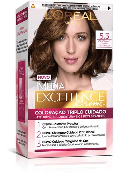 Imagem de Kit Tintura Imédia Excellence L'Oréal Castanho Claro Dourado 5.3
