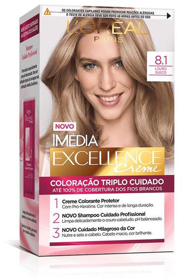 Imagem de Kit Tintura Imédia Excellence L'Oréal Louro Sueco 8.1