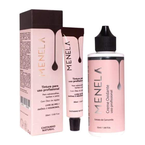 Imagem de Kit Tintura Tinta Para Sobrancelhas Menela + Creme Oxidante Profissional Brow Lamination