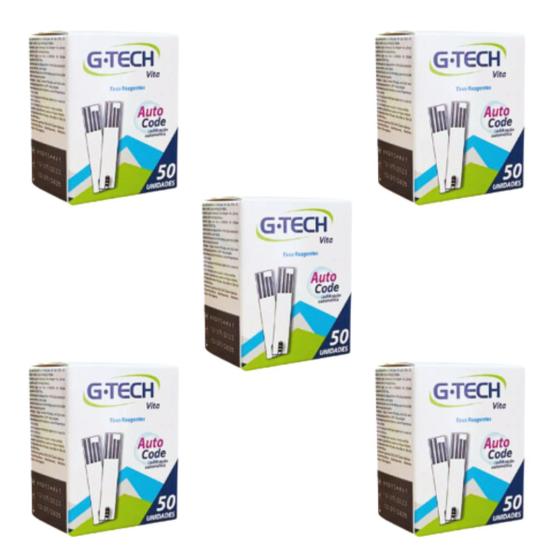 Imagem de Kit Tiras Reagentes Medir Glicose G Tech Vita - 250 unidades