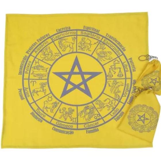 Imagem de Kit Toalha + Bolsa - Mandala Astrológica Pentagrama Amarela