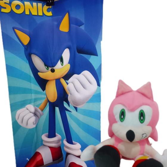 Imagem de KIT Toalha de Banho Mais Pelúcia Sonic Rosa Amy Rose 50X40CM