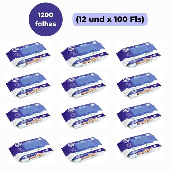 Imagem de Kit Toalha umedecida Baby Byn Premium (sem álcool) com 1200 un. - 12 pacotes com 100 un