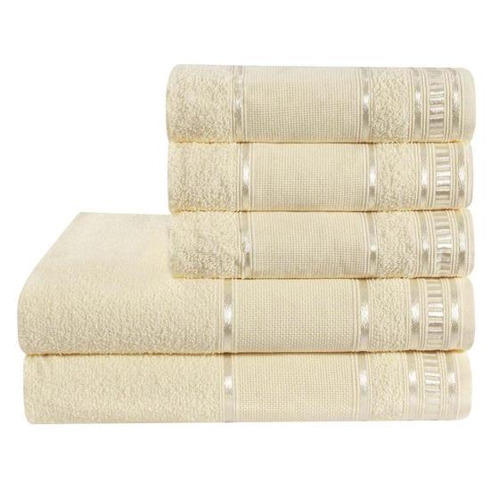 Imagem de Kit toalhas 2 Banho 3 Rosto barra para bordar Cores Premium