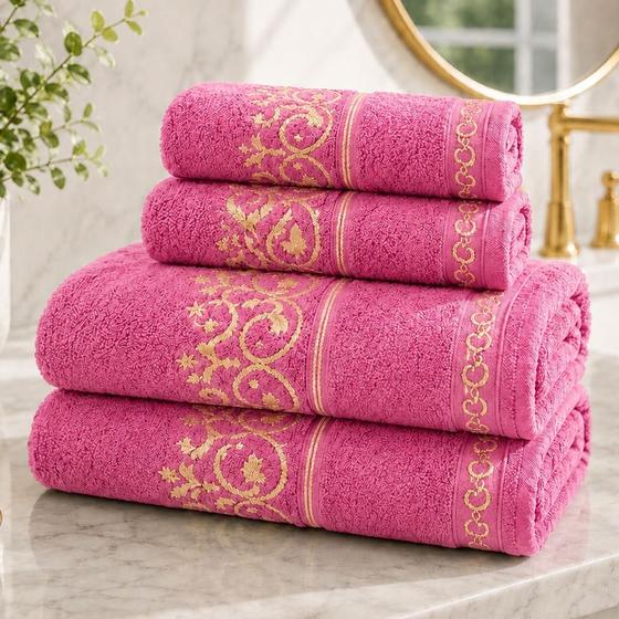 Kit Toalhas de Banho e Rosto 75cm x 150 cm Alta Absorção Jogo 100 Algodão