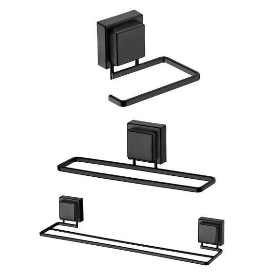 Imagem de Kit Toalheiro 25cm Toalheiro Duplo 45cm e Suporte de Papel