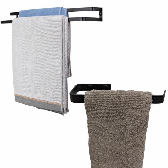 Imagem de Kit Toalheiro Duplo 60Cm E Porta Toalha De Rosto Supremo