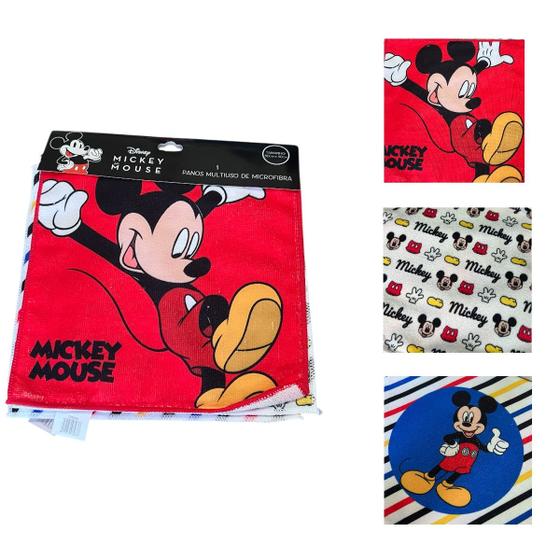 Imagem de Kit Toalhinha Pano Multiuso Microfibra Mickey Disney Escolar