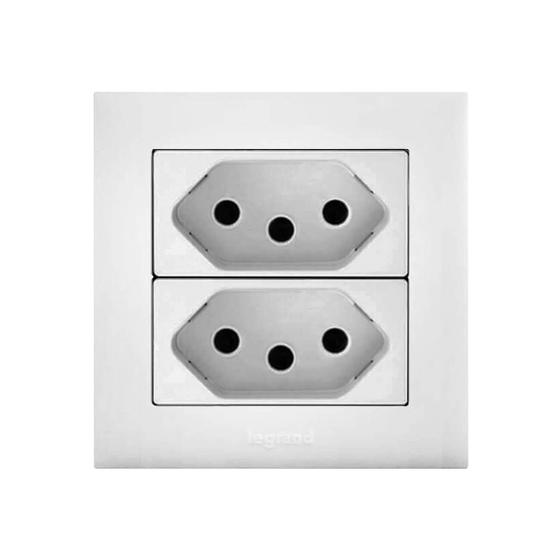 Imagem de Kit Tomada Dupla 20A Com Placa Branco De Embutir Mesa e Móveis PIAL Plus+ Legrand