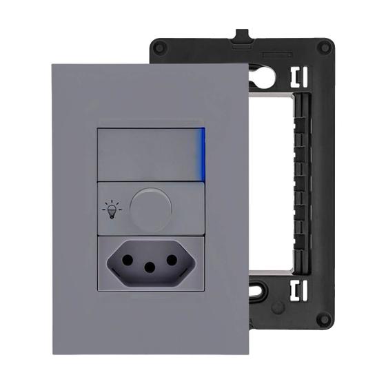 Imagem de Kit Tomada Simples com Variador LED e Interruptor com Led Placa 4x2 Legrand