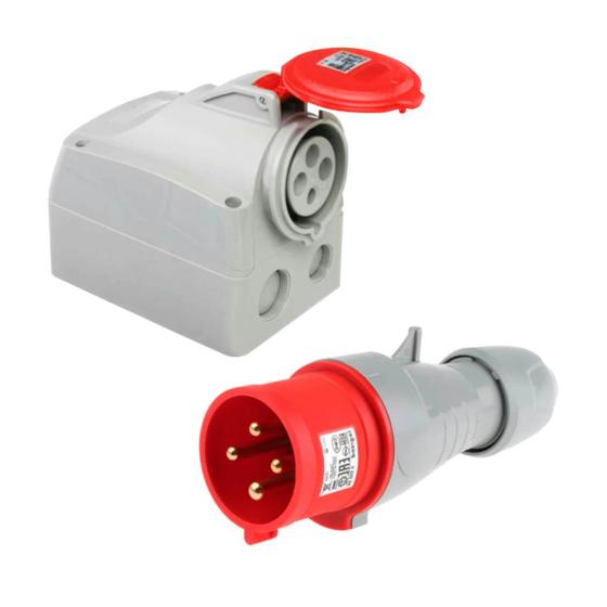 Imagem de Kit Tomada Sobrepor e Plug Industrial 32A 3P+T 250V IP44 Tempra Legrand