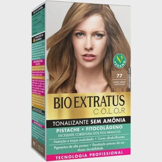 Imagem de Kit Tonalizante Bio Extratus 77 Louro Médio Chocolate