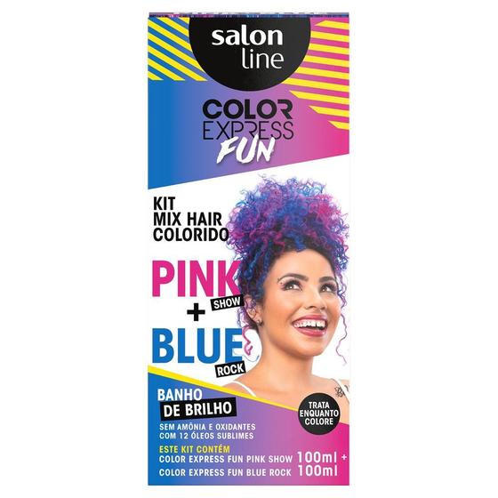 Imagem de Kit Tonalizante Color Express Fun Mix Hair Pink Show + Blue Rock Salon Line 200g